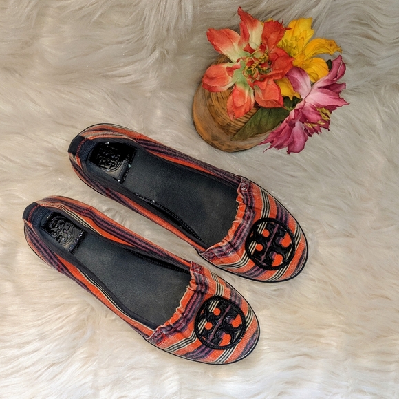 Tory Burch Shoes - Tory Burch Striped Canvas Flats - size 8 1/2 M